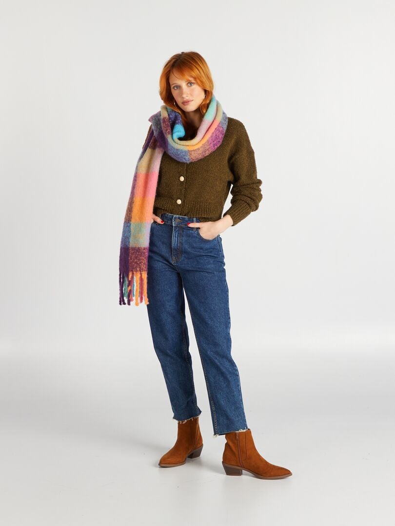 Bouclette gebreid vest - BRUIN