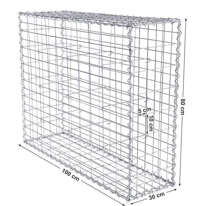 Set van 4 gabionstenen 100 x 80 x 30 cm Kolom Tuinbank Gegalvaniseerde stenen muur SONGMICS
