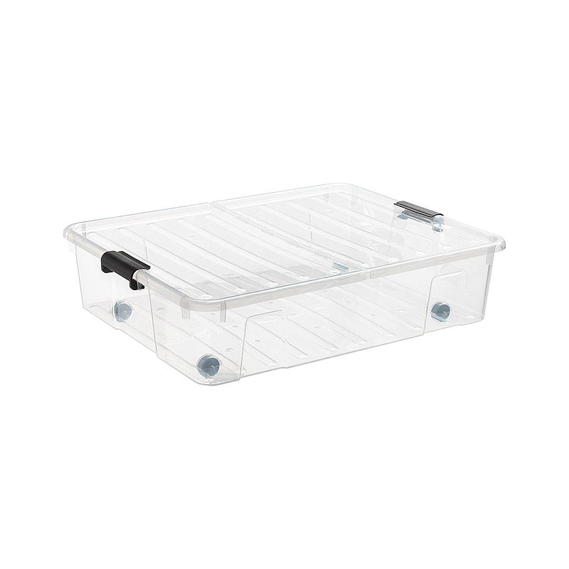 Home Bedroller Homebox met gedeelde deksel en wielen, 49 liter, L70,4 x B58 x H18,2 x cm