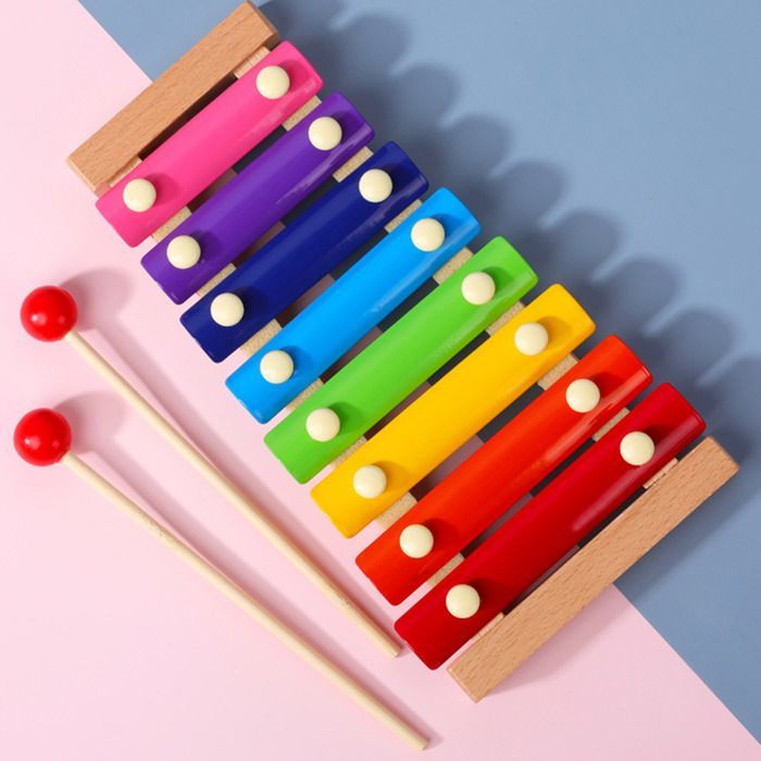 Xilófono infantil SALUTUYA, xilófono de madera de 8 tonos con barras de colores, juguete educativo profesional, madera de pino.