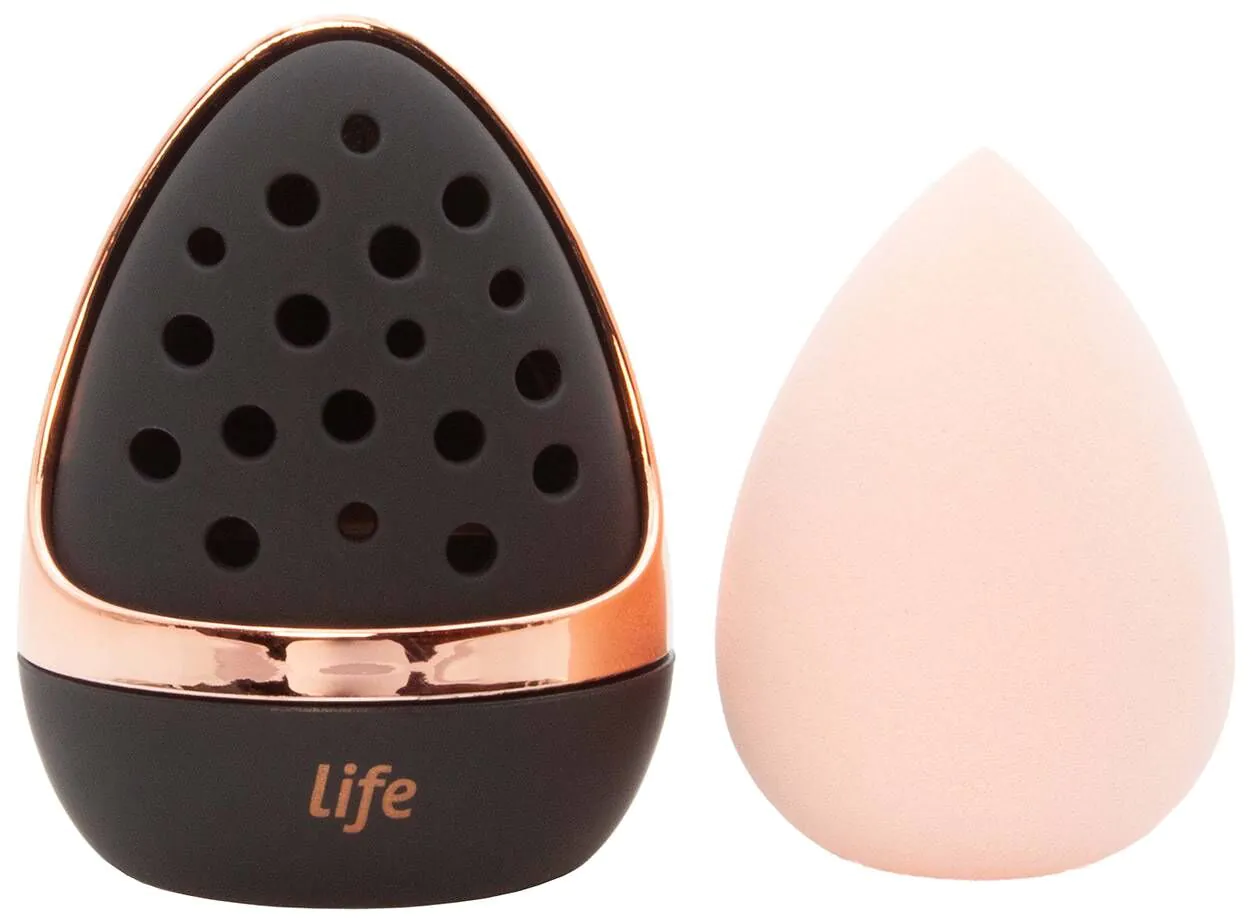 Life Zestaw Gąbeczka Pudrowy Róż + Etui Czarne, 2 Elementy