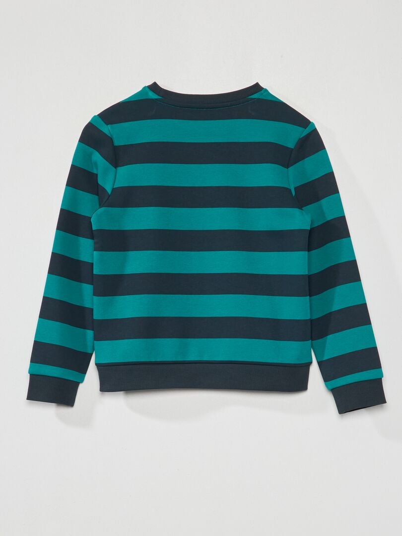 Sudadera de felpa a rayas anchas - VERDE