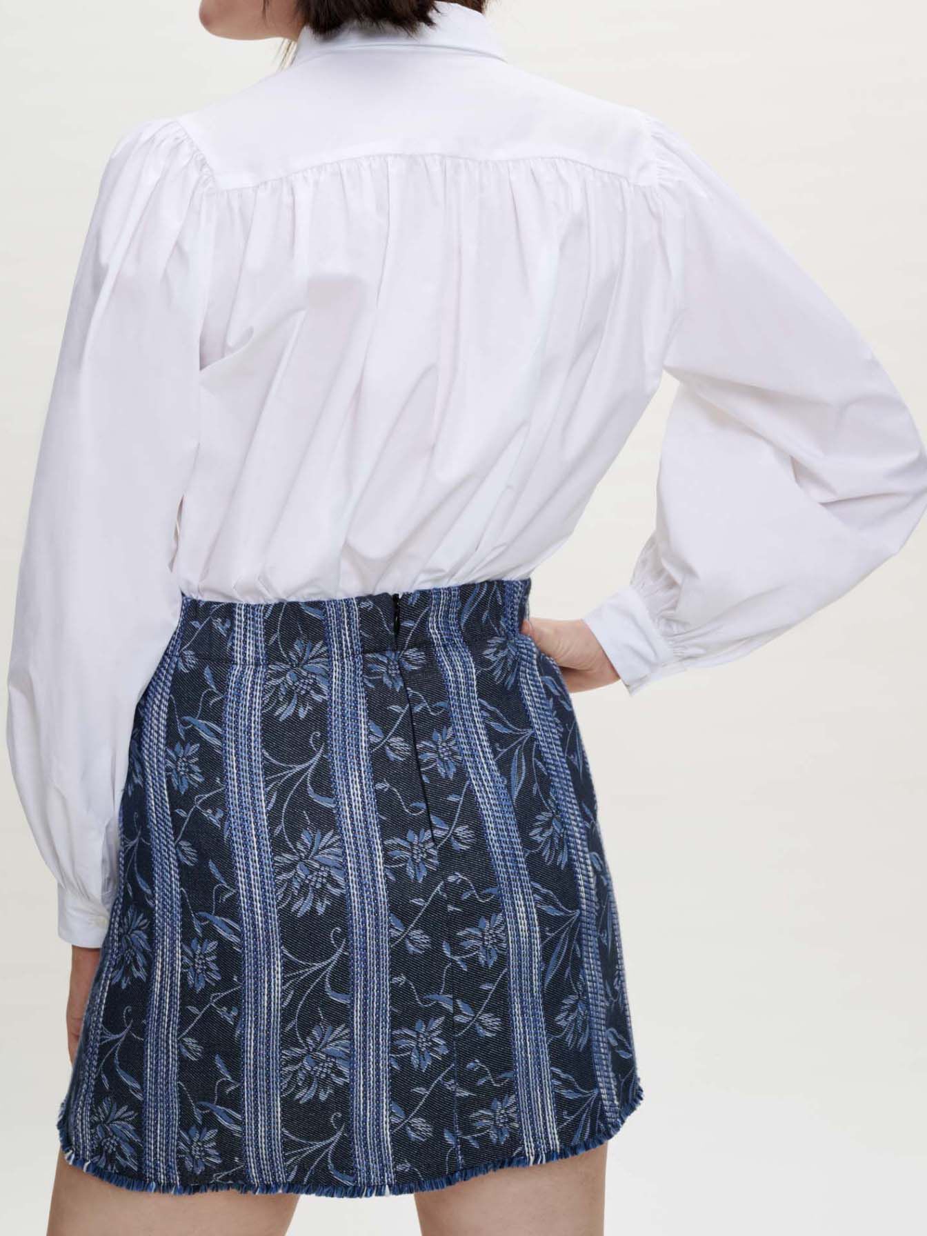Korte jacquard trompe l'oeil - Indigo