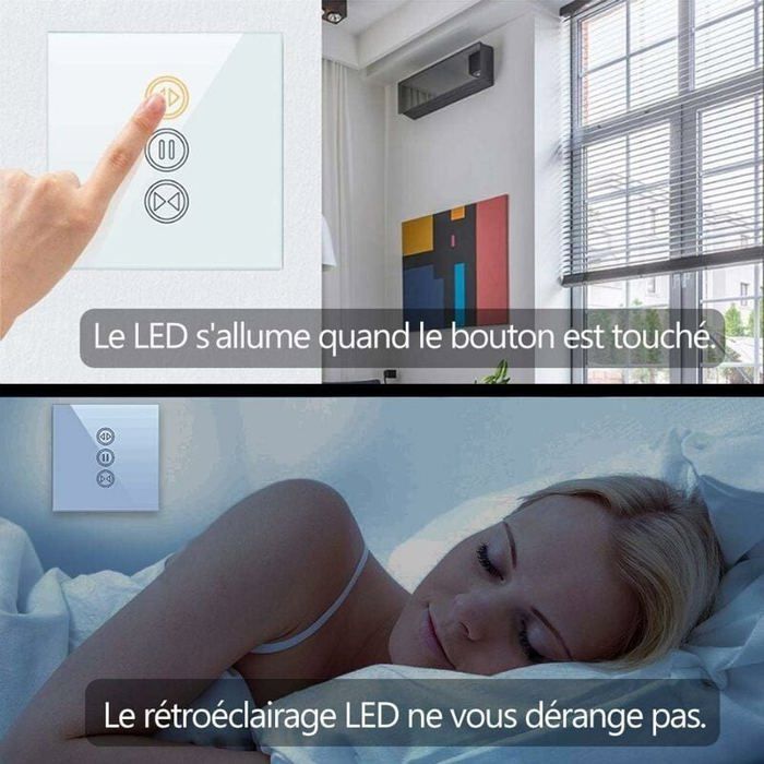 interruptores inteligentes para persianas enrollables, interruptores Wi-Fi para persianas enrollables, compatibles con Alexa y Google Home.