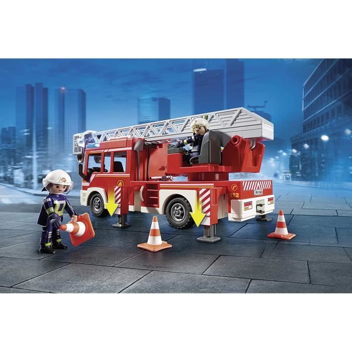 Juguete - Playmobil - Camión de bomberos con escalera giratoria - Rojo - Para mayores de 4 años - 89 piezas