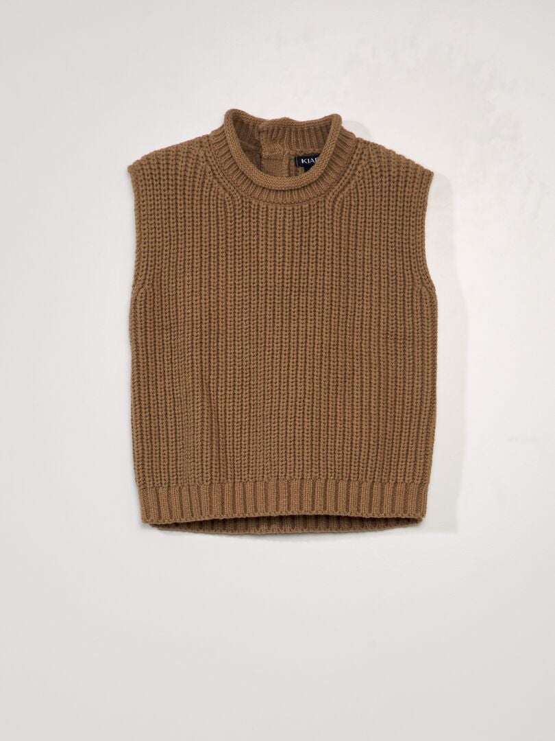 Sweter bez rękawów - brązowy