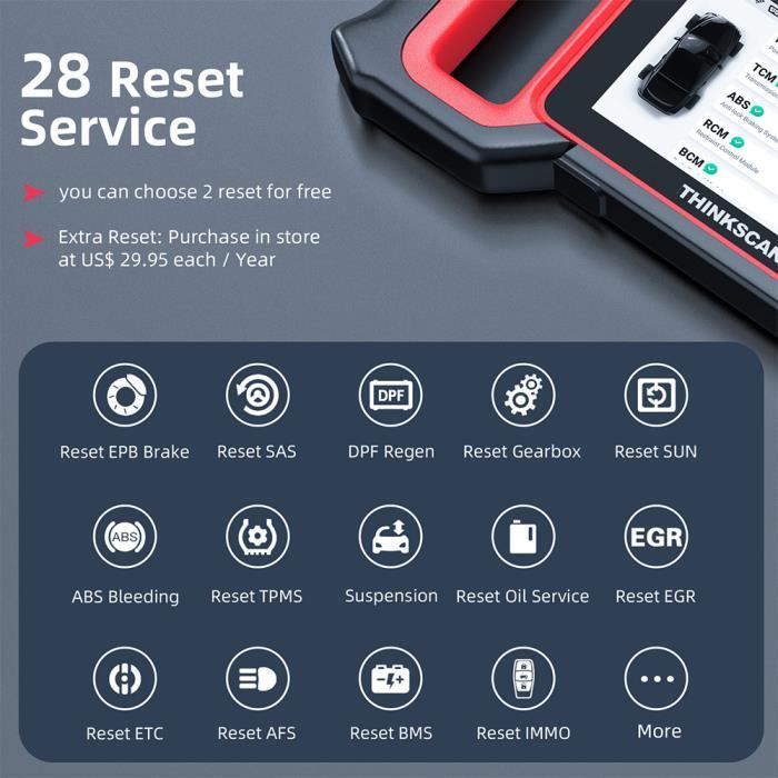 Herramienta de diagnóstico - Thinkcar - Thinkscan Plus S4 - OBD2 - Reinicio de 28 funciones - Diagnóstico completo