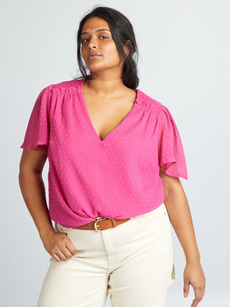 Voile blouse 'Plumetis' - ROZE