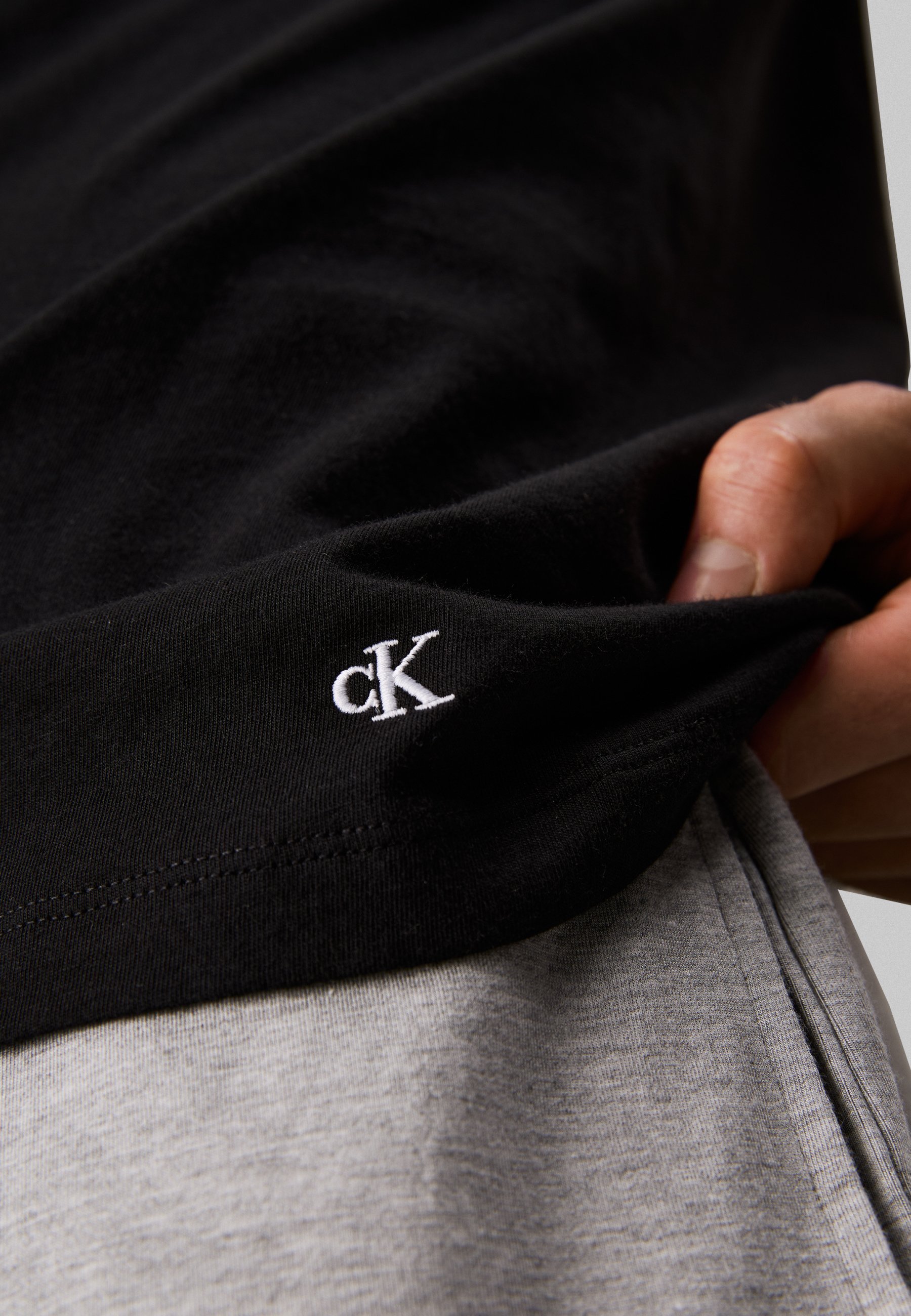 Calvin Klein Underwear 3 MAJICE S KRATKIMI ROKAMI 100 % BOMBAŽ - Zgornji del pižame - črna/bela/siva heather