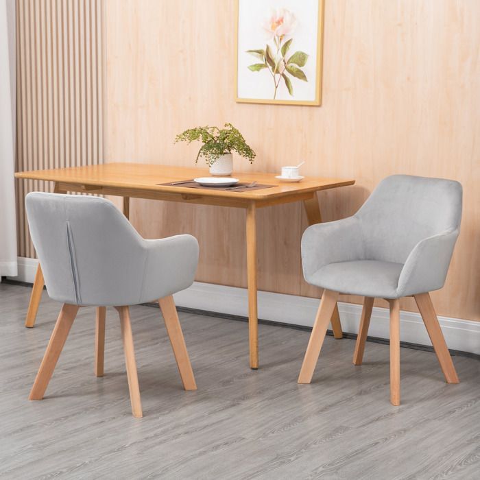 HOMCOM - Juego de 2 sillas de comedor - Tejido de poliéster con efecto terciopelo - 54x57x80cm - Gris