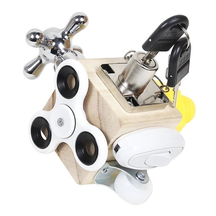 Cube d'activité - YIBUJIAZU - Cube 7-en-1 - 7 activités éducatives - Bois non toxique - Compact portable