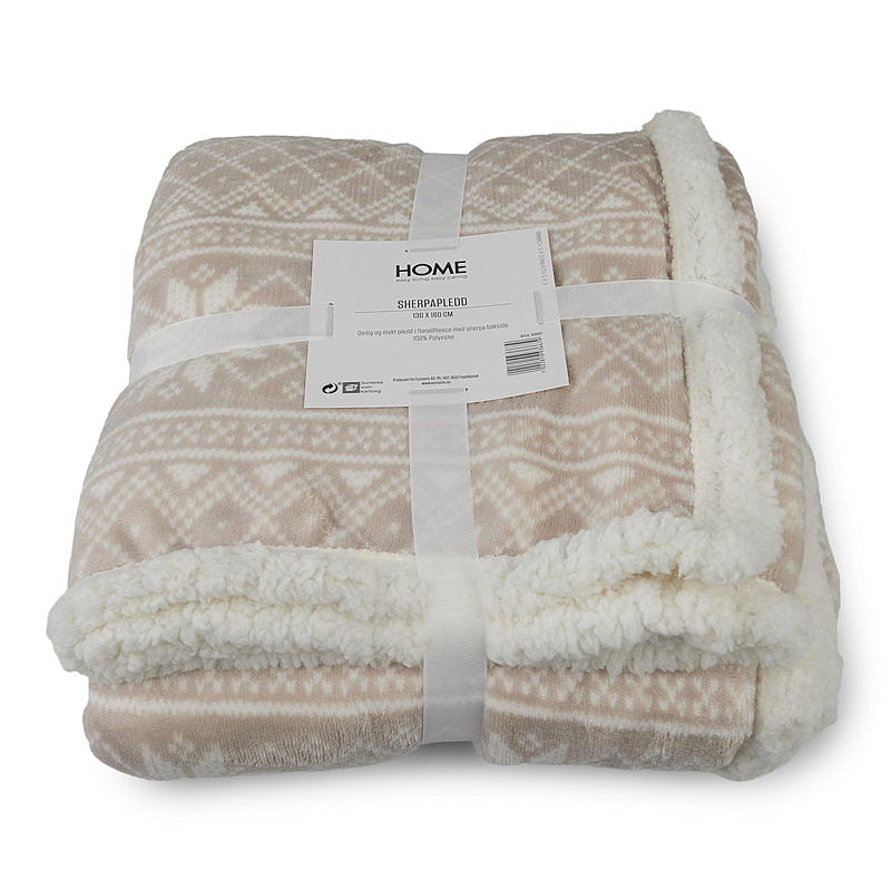 Hem Sherpafilt 130x160 cm beige stickad