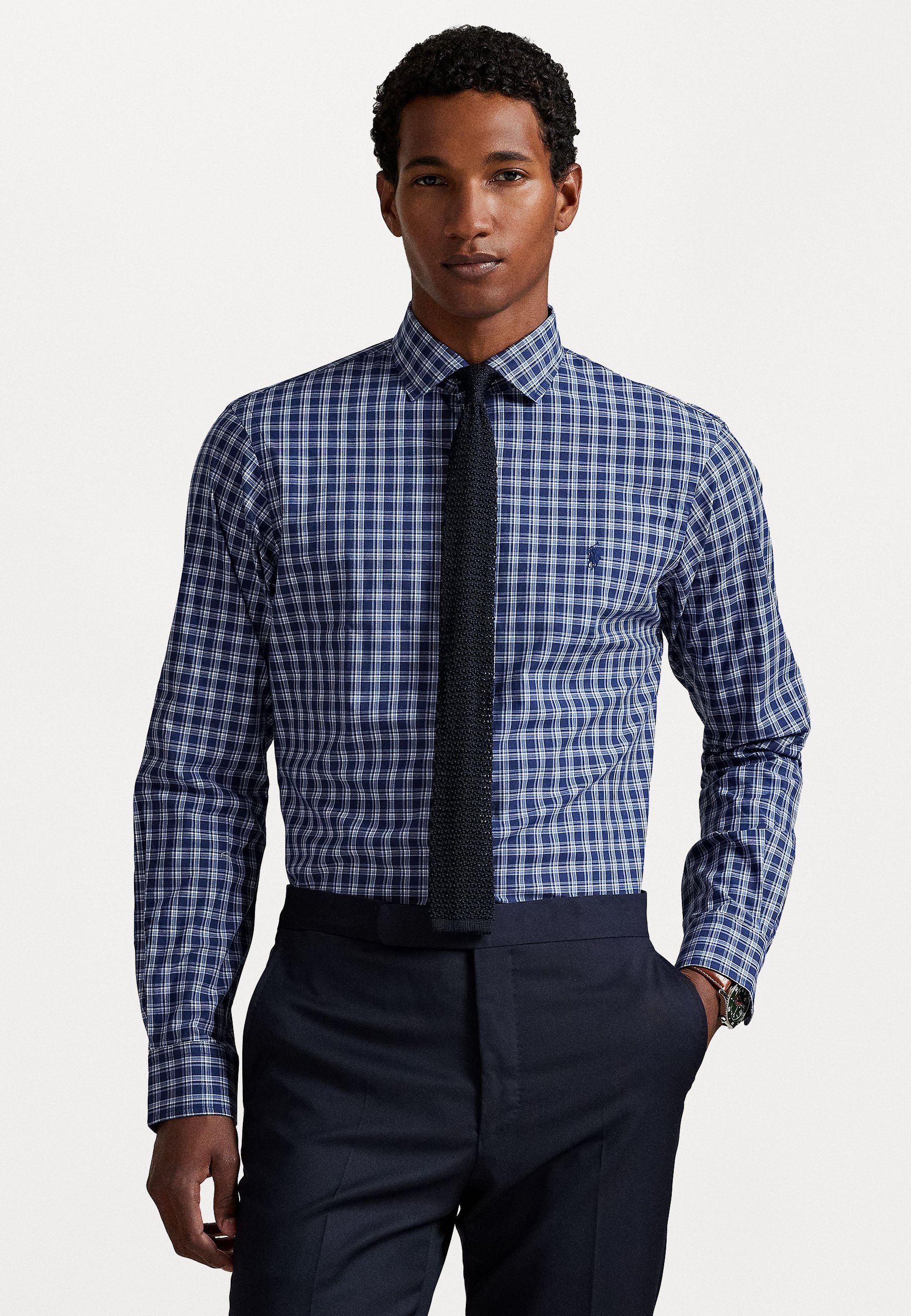 Camicia Polo Ralph Lauren CUSTOM FIT a quadri in popeline elasticizzato - Camicia - blu navy multi