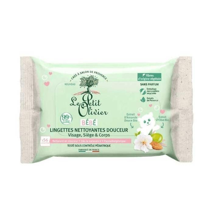 Le Petit Olivier - Lingettes Nettoyantes Douceur - Bébé - Dès La Naissance - x56