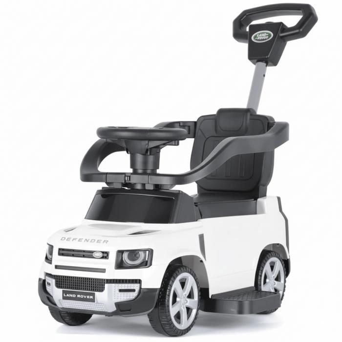 LAND ROVER Defender Porteur Enfant 2-en-1 - Blanc - 1 à 3 ans - Licence Officielle - Barre de Poussée - Évolutif
