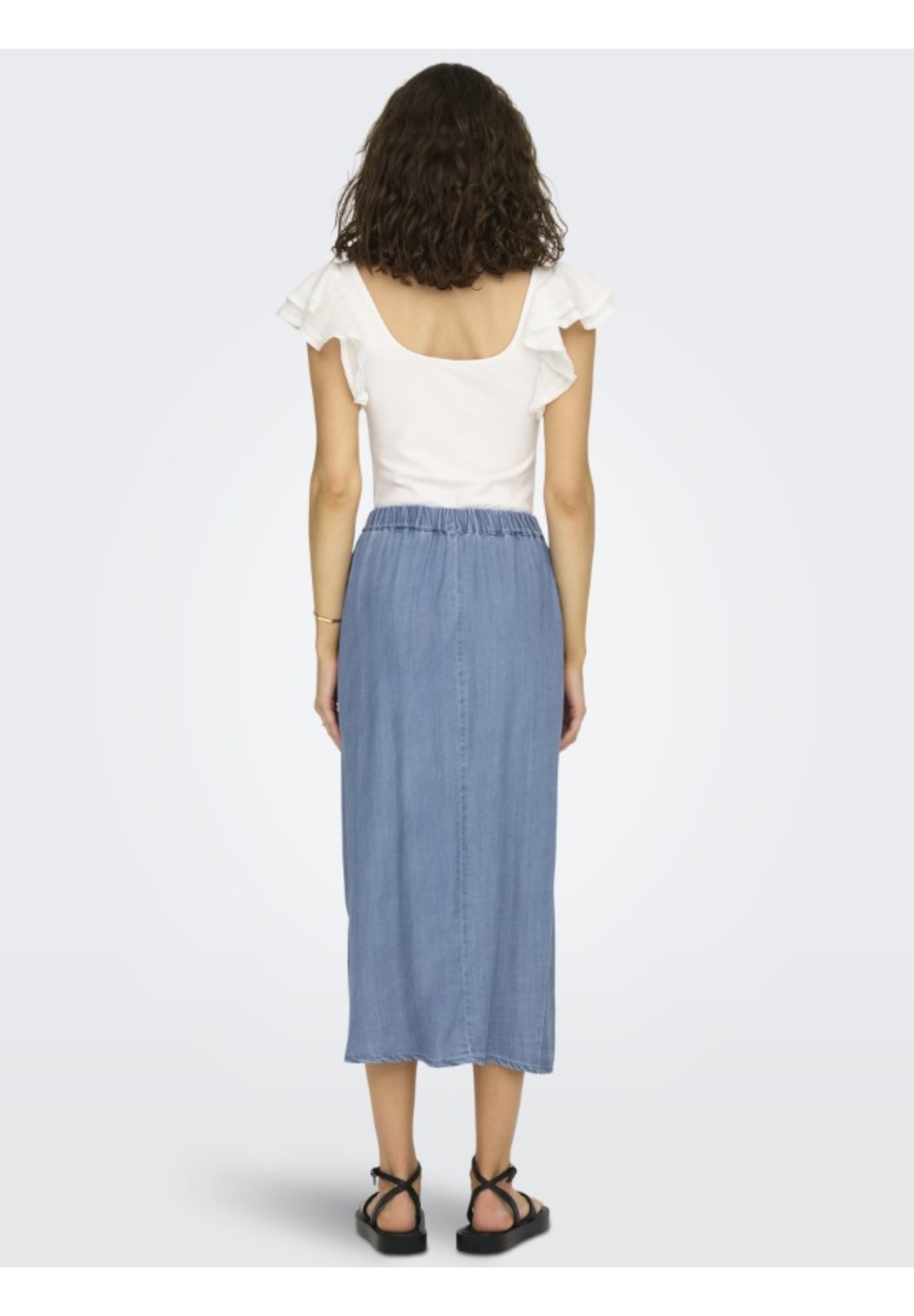 ALLEEN HIGH WAIST MIDI - A-lijn rok - lichtblauwe denim