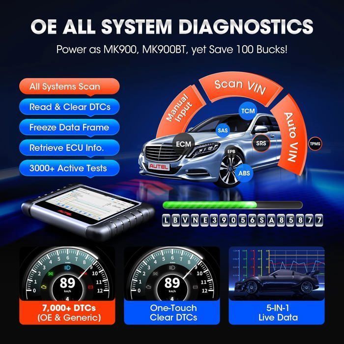 Diagnostic Tool - Autel - MK808S - OBD2 - Universal - System Reset