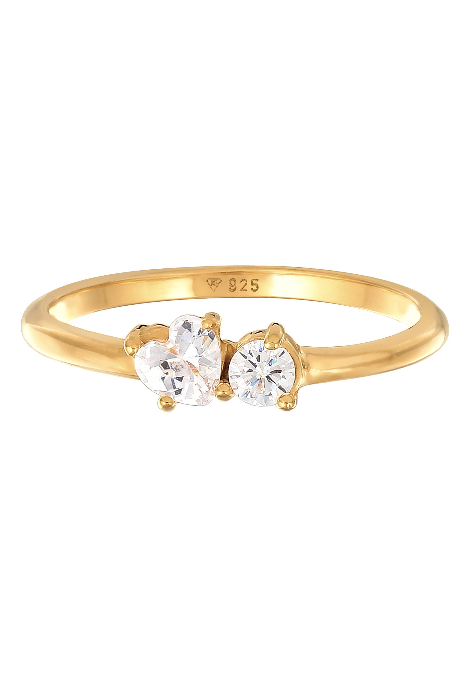 Elli Bague de fiançailles pour femmes Cœur avec cristaux zirconium en argent sterling 925