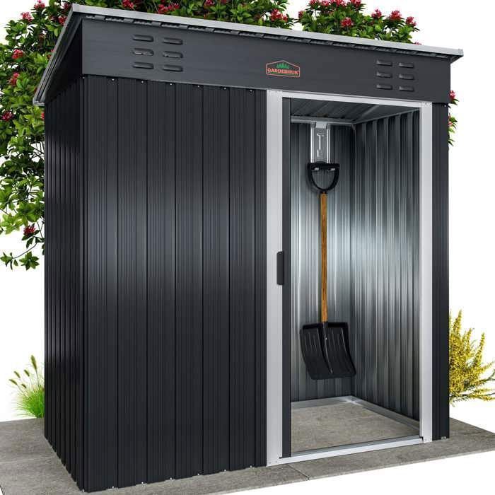 Caseta de jardín GARDEBRUK de 185x165x90 cm con puerta corredera color antracita