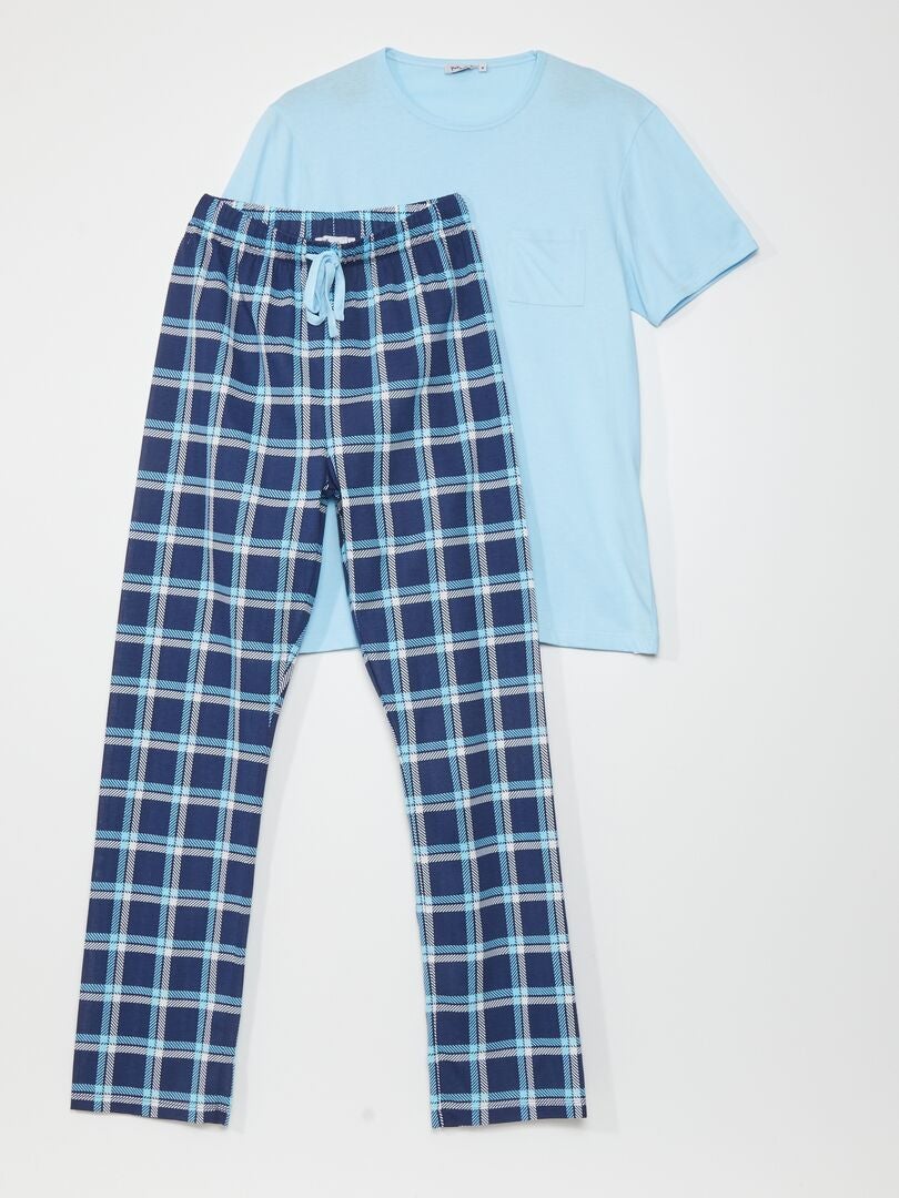 Conjunto de pijama de duas peças (camiseta e calça) - AZUL