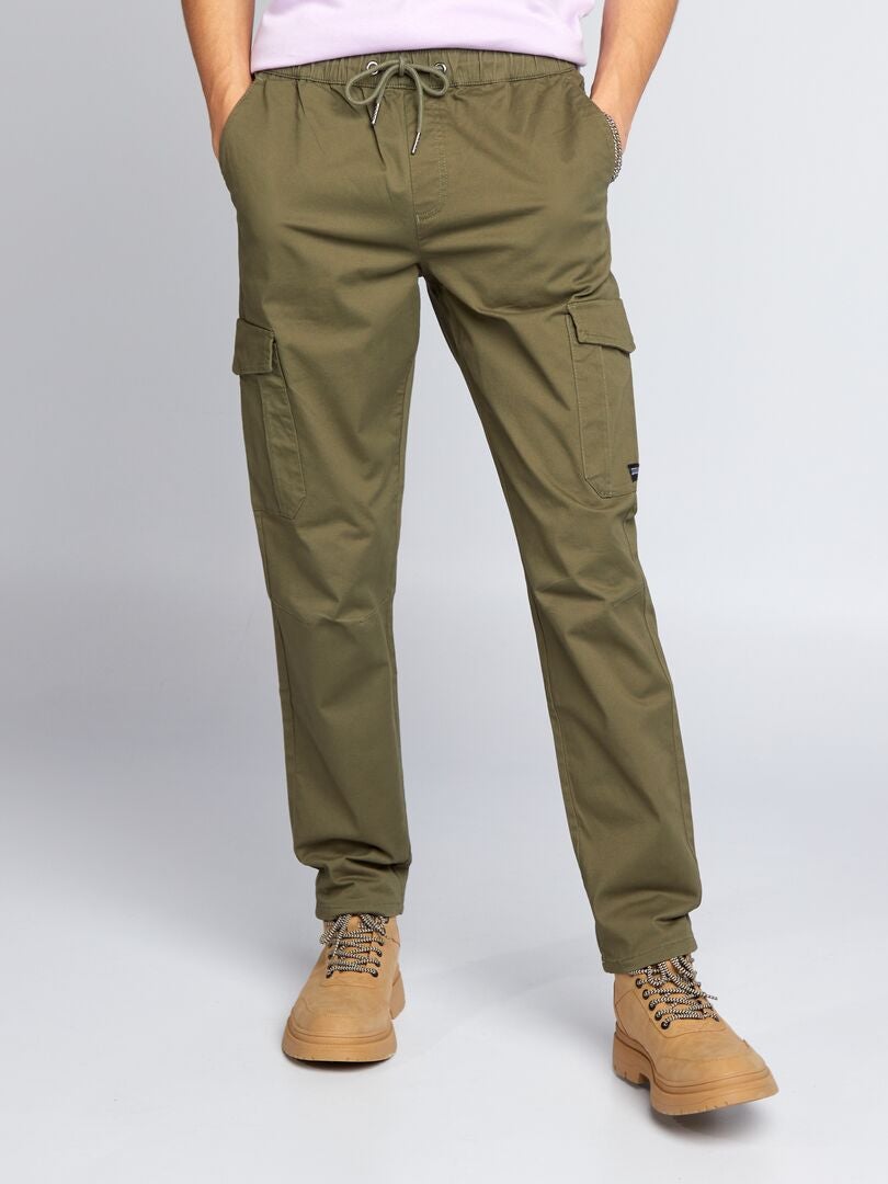 Nauwe broek met meerdere zakken - KHAKI