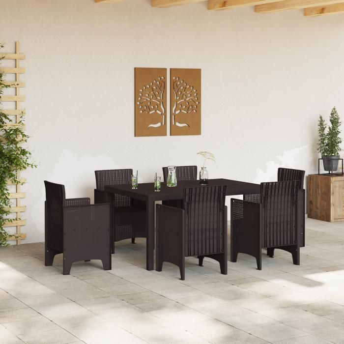 Table de repas extérieure rectangulaire vidaXL en marron | Résistante aux UV en plastique solide 871685