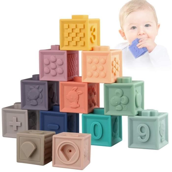 Cubi attività in gomma morbida - ZGEER - Impilabili - Vari colori - 12 mesi+