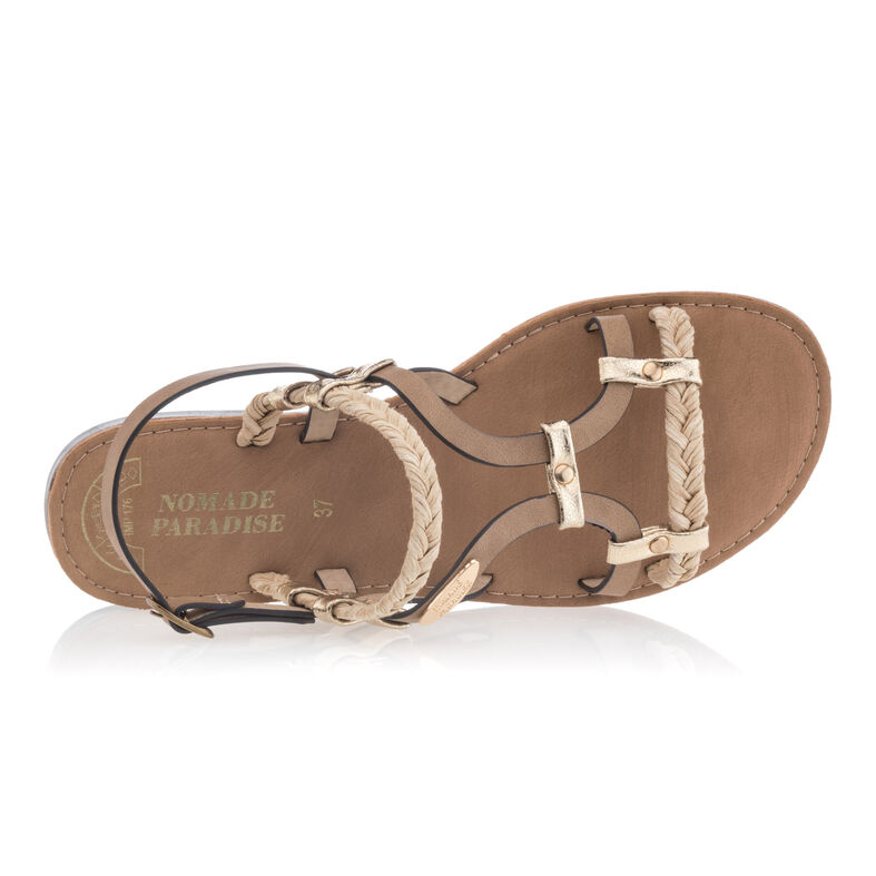 Sandalias beige para mujer / Zapatos de punta abierta