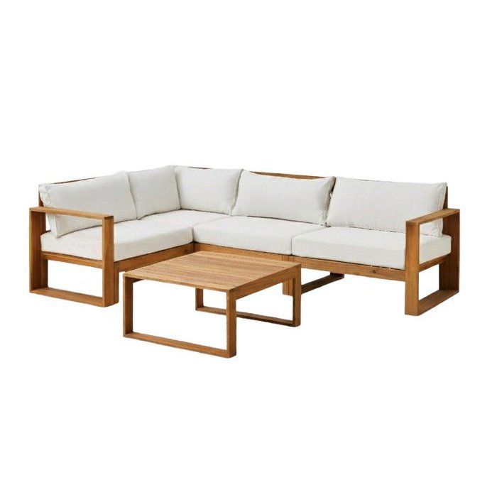 Set di mobili da giardino angolari modulari LEVATA CLASSIC - Legno di acacia certificato FSC - 5 posti - Beige