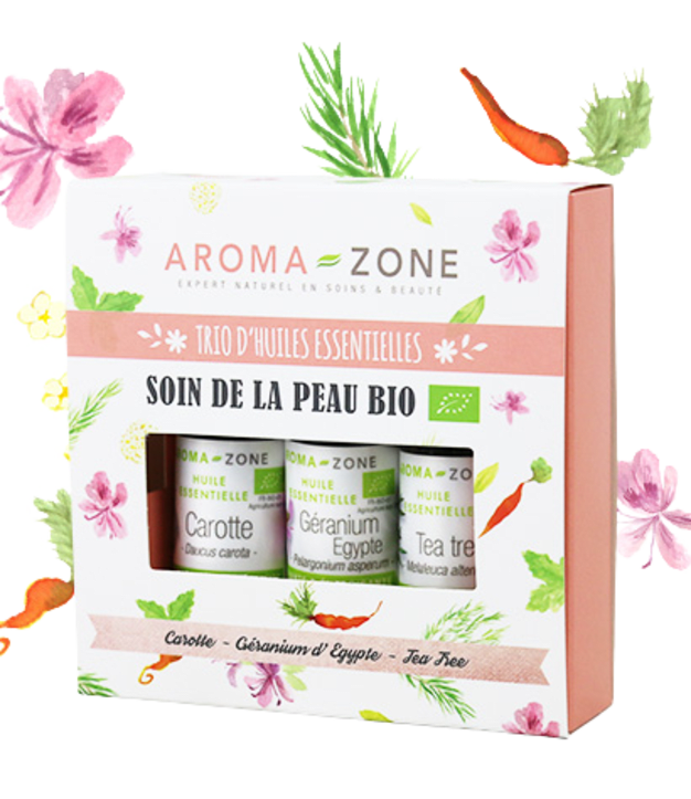 Coffret huiles essentielles Trio d'huiles essentielles soin de la peau BIO