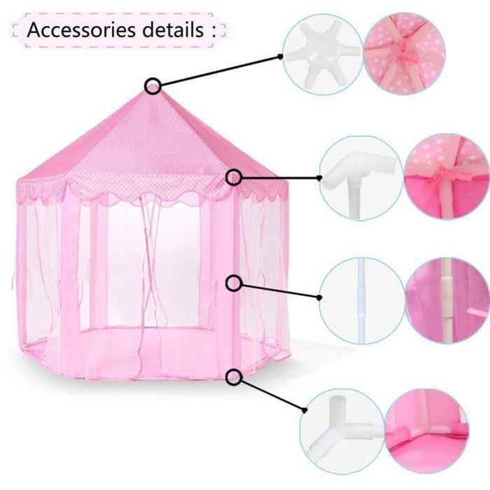 Roze prinsessenspeeltent - SHLK - Zeshoekig kasteel - PVC-gaas - 140x135x140 cm