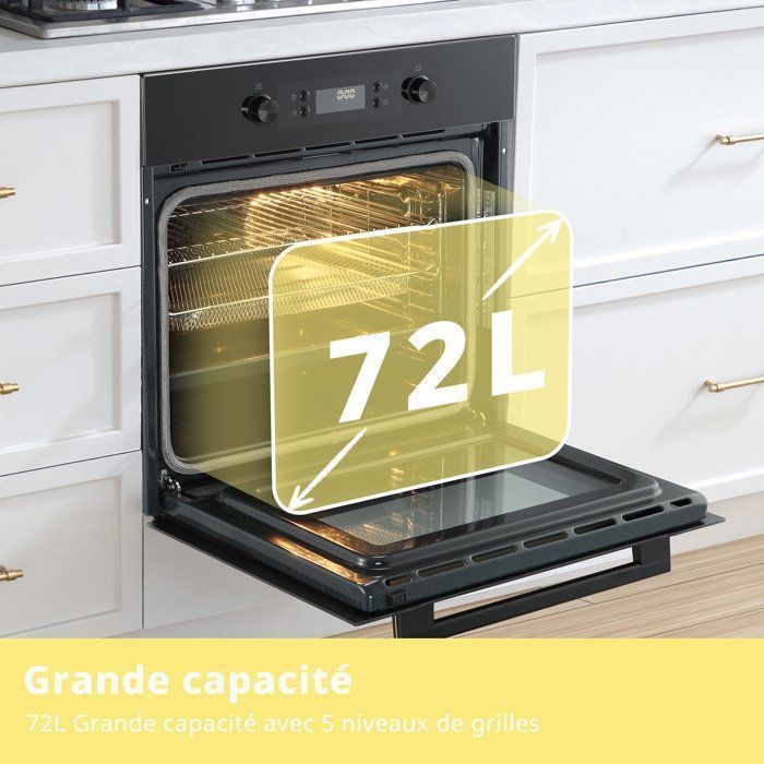 Four encastrable Pyrolyse Friteuse à air chaud - 72L - COMFEE CBO65P80E0-BK - Noir - Classe A