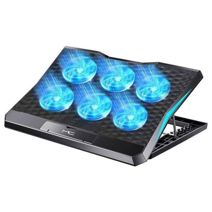 Cooler para laptop com 6 ventoinhas silenciosas, fluxo de ar ajustável e altura ajustável para laptops de 12