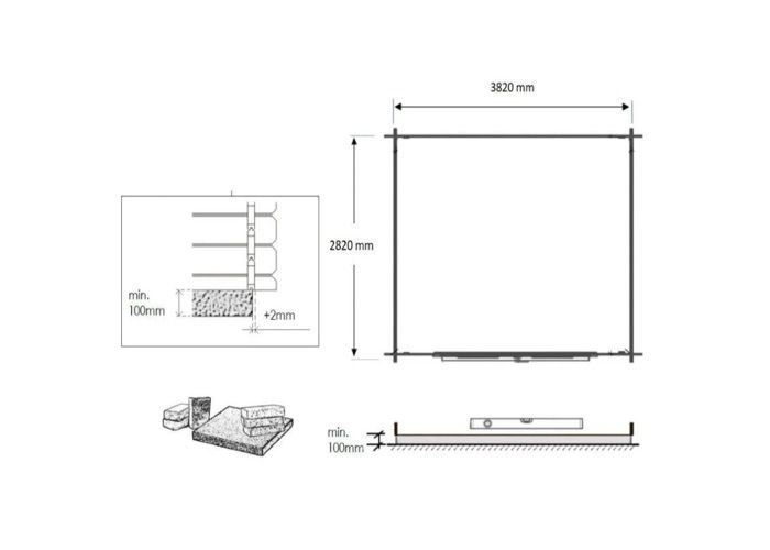 Caseta de jardín de madera - 12 m² - 4 x 3 m - Tratada - 28 mm de espesor - Color: marrón - DOM677