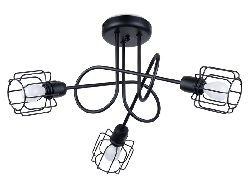 Lampa sufitowa Beluci 3-punktowa stalowa czarna