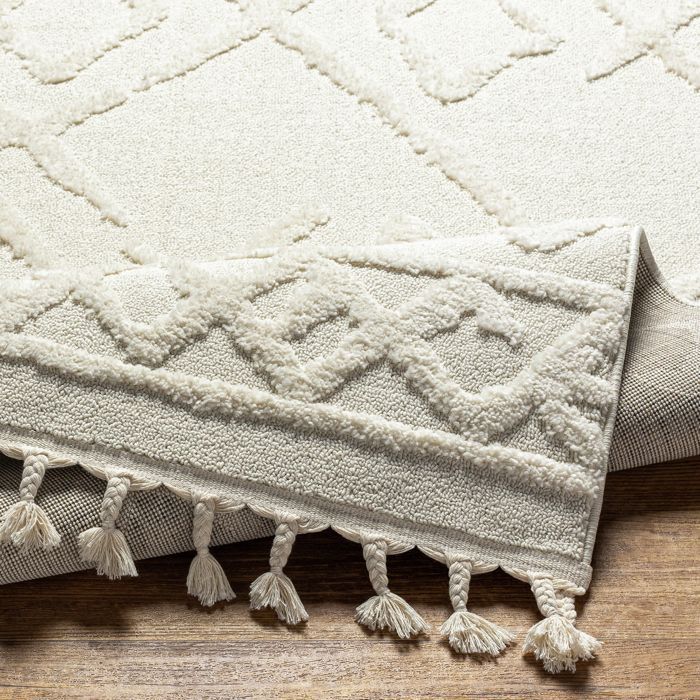LIVABLISS Tapis de Salon à Poils Courts Doux Berbère Ethnique ELAINE 160x213cm Ivoire