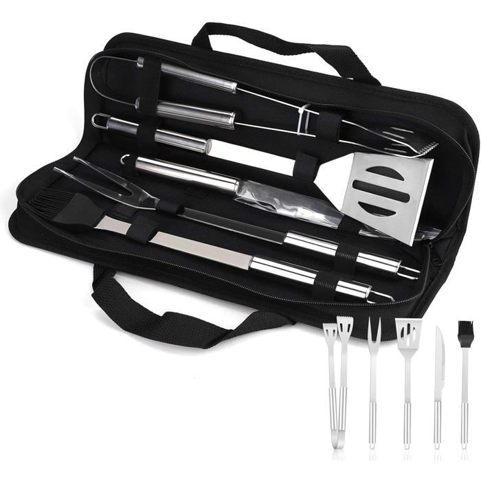Juego de 5 utensilios para barbacoa, kit de herramientas de acero inoxidable para barbacoa, accesorio para barbacoa, utensilios para