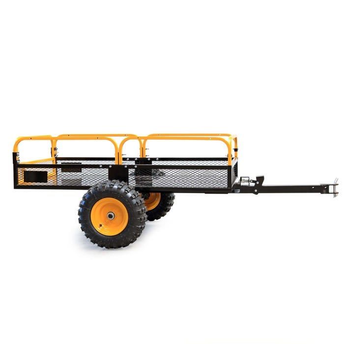 Rimorchio ribaltabile Wiltec – 2100 x 1200 x 70 mm – Portata 450 kg – Acciaio – con griglia e pannelli laterali rimovibili – per tosaerba