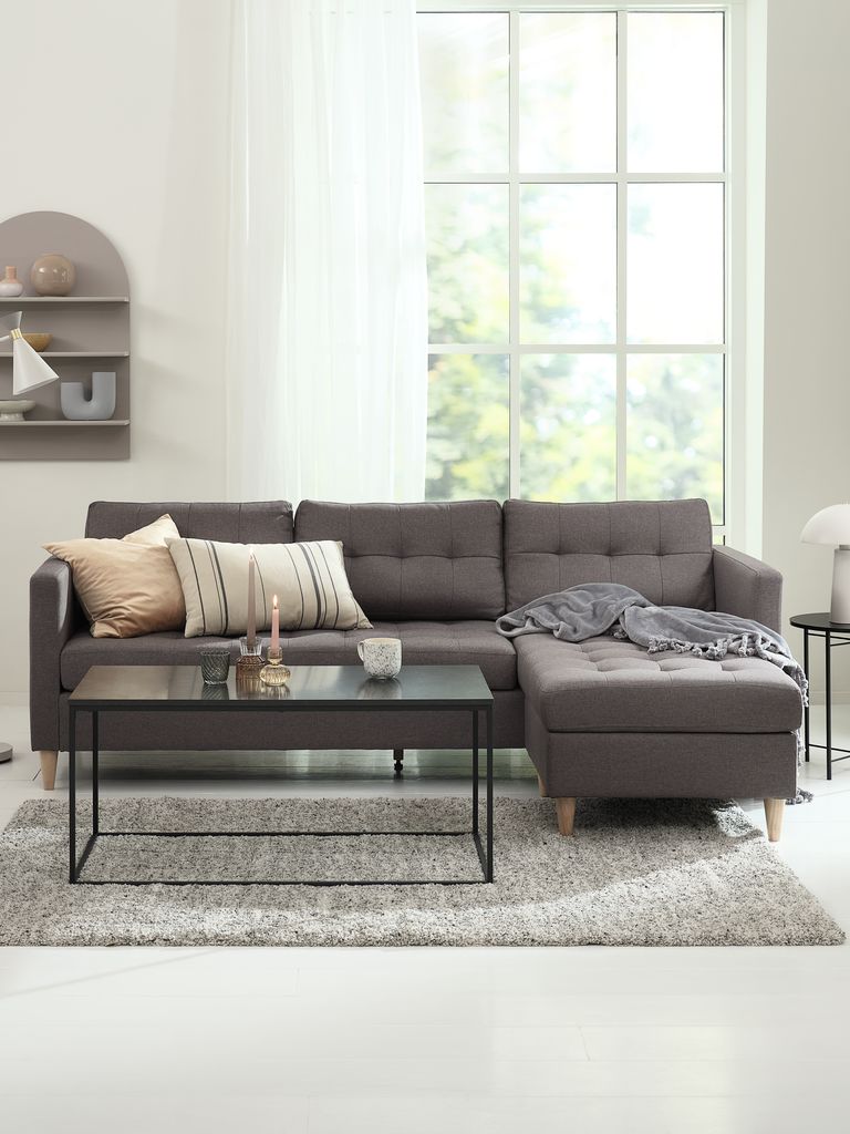 FALSLEV Sofa su šezlongu FALSLEV pilkas audinys