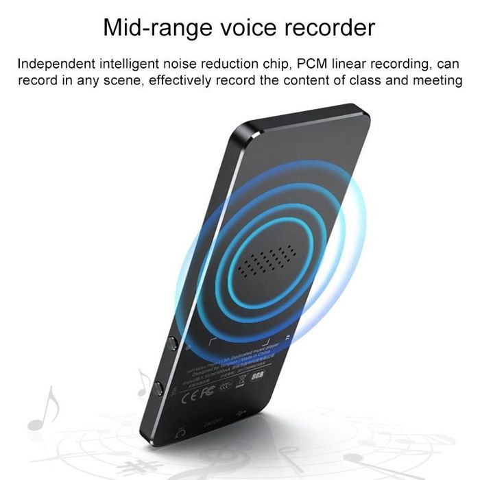 Lettore MP4 Bluetooth HiFi YONIS con touchscreen, 16 GB di memoria, finitura in metallo blu, audio di alta qualità