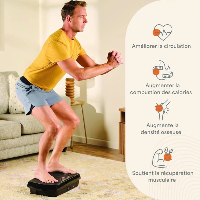 Plateforme vibrante - HOLISANE - Hexaplate - 9 programmes - 120 niveaux - Surface d'acupression