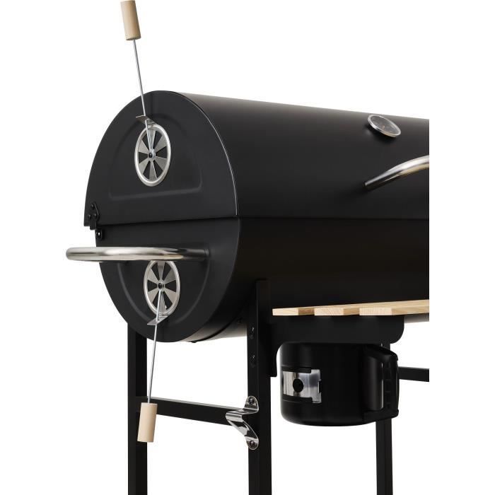 COOKING BOX MIKE EVOLUTION Houtskoolbarbecue - 115x66x106 cm - 2 verchroomde stalen grillroosters - Kookoppervlak: 71x35 cm - Zwart