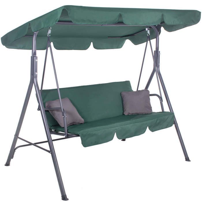 Altalena da giardino Springos Luna - 3 posti - Tettuccio regolabile - Comfort ottimale