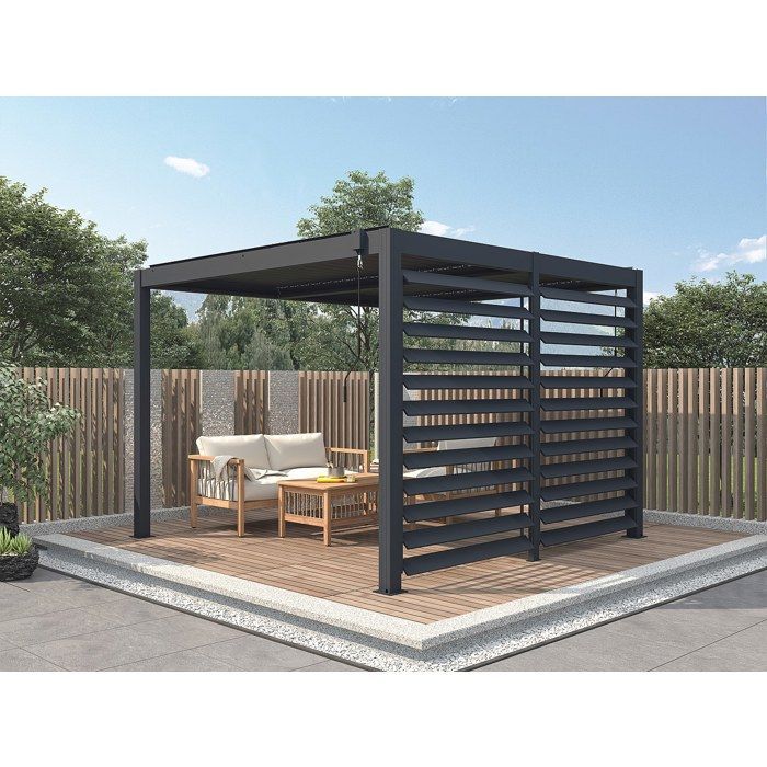 Tela de sombreamento ajustável em alumínio para pérgola bioclimática, antracite - L 2,78 x A 2,2 m - BOLSENA