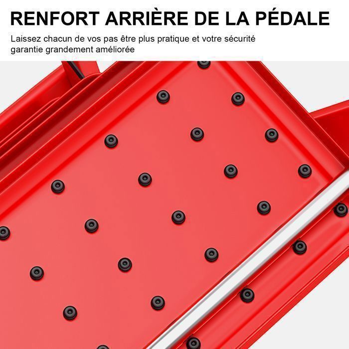 Seven Comfort-Escabeau 5 marches-Pliant-Stabilité et sécurité optimales-chargé 150KG-En Acier-Rouge