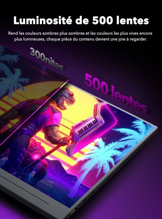 17.3-inch 4K Ultra HD Portable Monitor, 3840*2160 resolution, 1500:1 contrast ratio, 500cd/m² brightness, 100% Adobe RGB