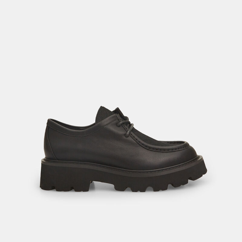 Damskie skórzane sznurowane buty z podeszwą typu track