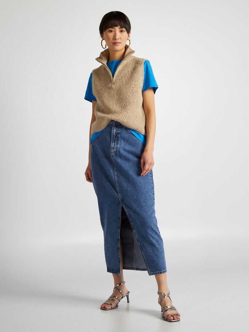 Jersey de punto sin mangas - BEIGE