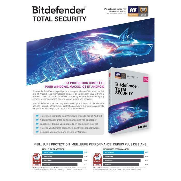 Bitdefender Total Security 2026* - (3 Appareils - 1 An) | Renouvellement automatique | Version Téléchargement