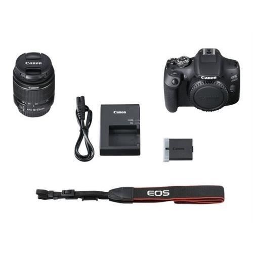 CANON - EOS 2000D -järjestelmäkamera + 18-55 mm:n EF-S 18-55 DC III -objektiivi - 24 megapikseliä - Full HD 1080p -video - 7,5 cm:n näyttö